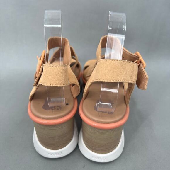 Sorel Suede Leather Wedge Sandals Womens 11 Strappy Modern Boho Y2K Style Summer - Picture 9 of 15
